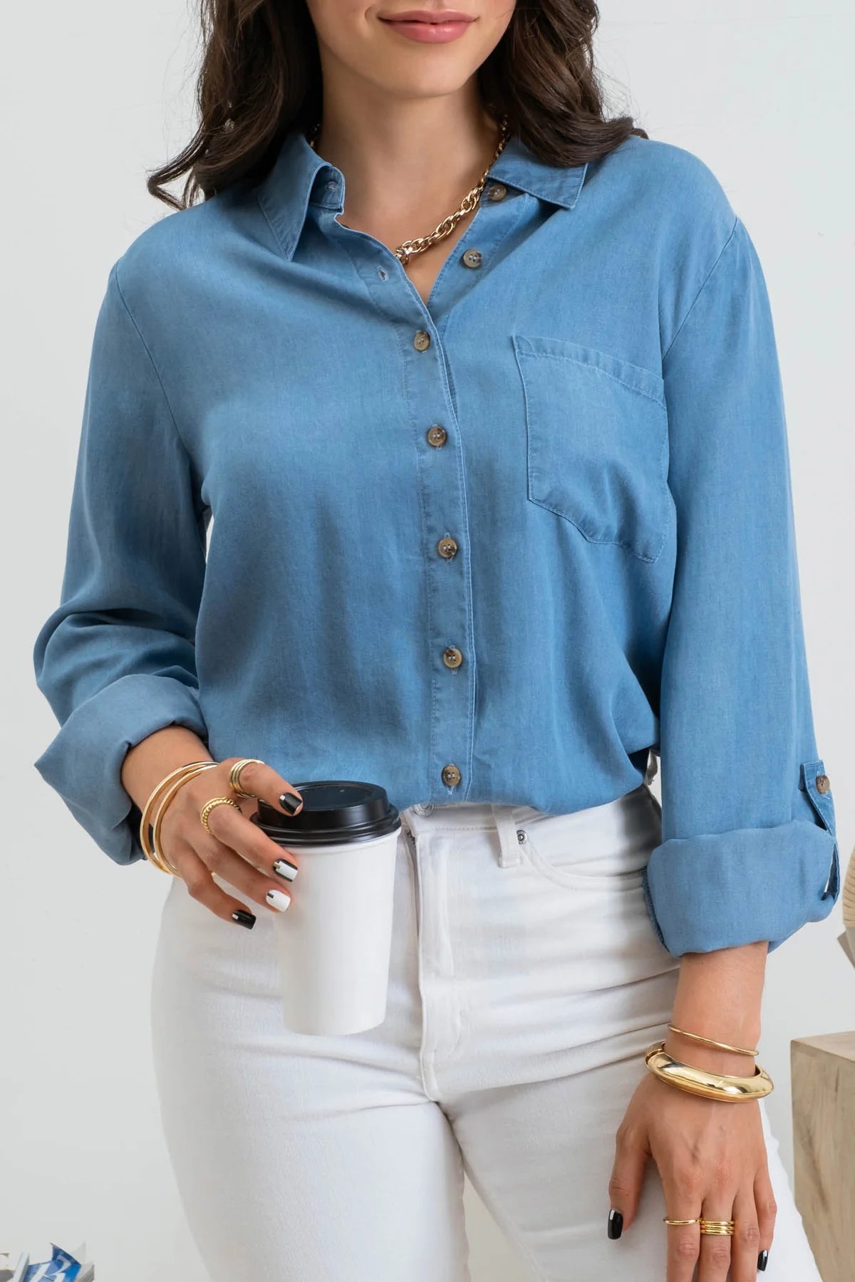 Chambray Button Up Top