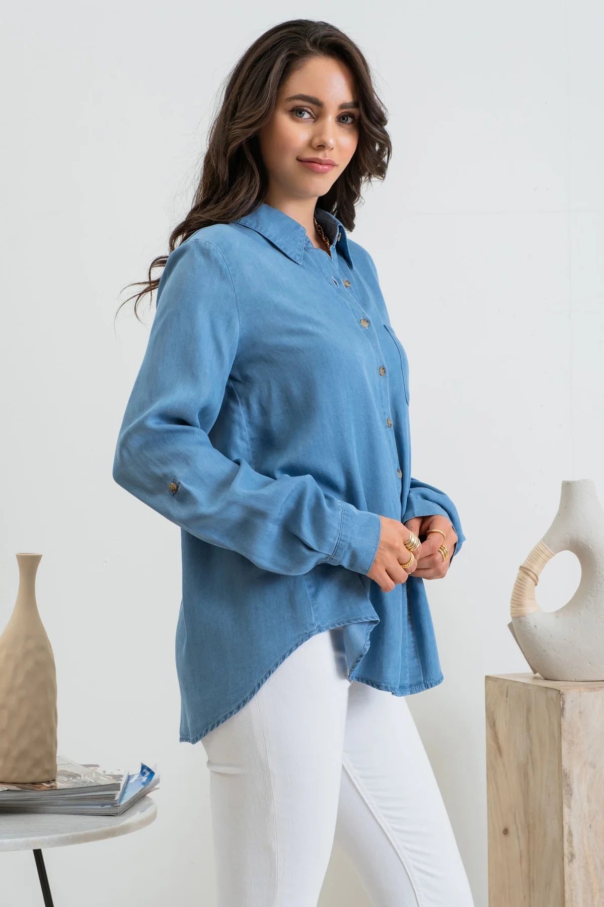 Chambray Button Up Top