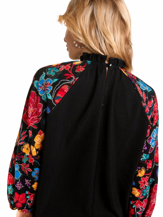 Black & Floral Top