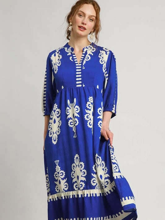 Cobalt Printed Dress