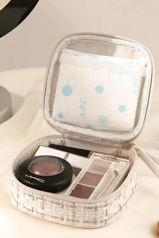 Tweed Cosmetic Case - Ivory