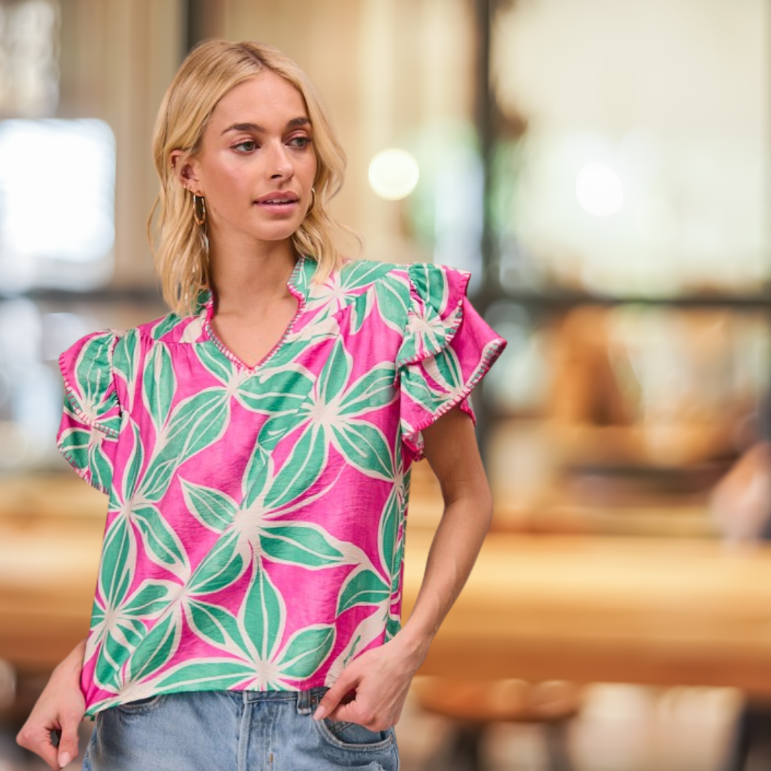 Fuchsia & Sage Floral Top