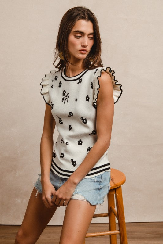 Black & White Sweater Top