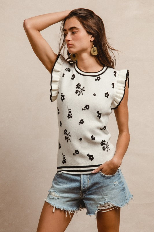 Black & White Sweater Top