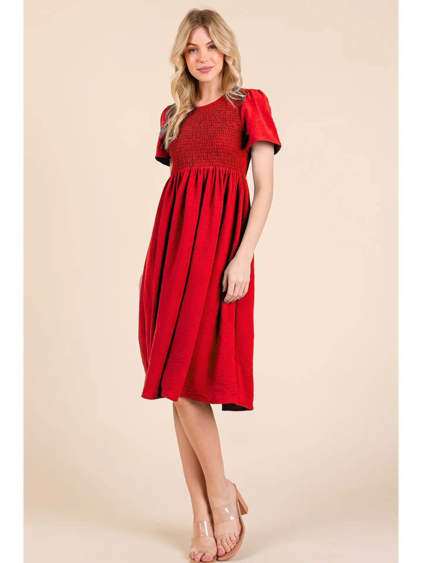 Red Smocked Dress