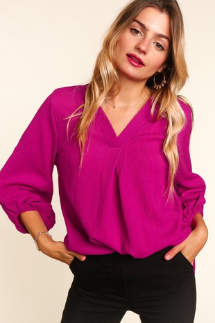 Magenta Bubble Sleeve Blouse