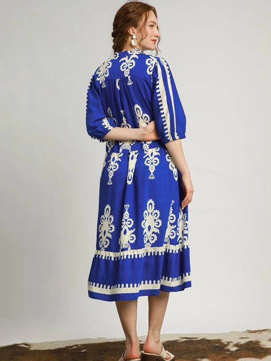 Cobalt Printed Dress