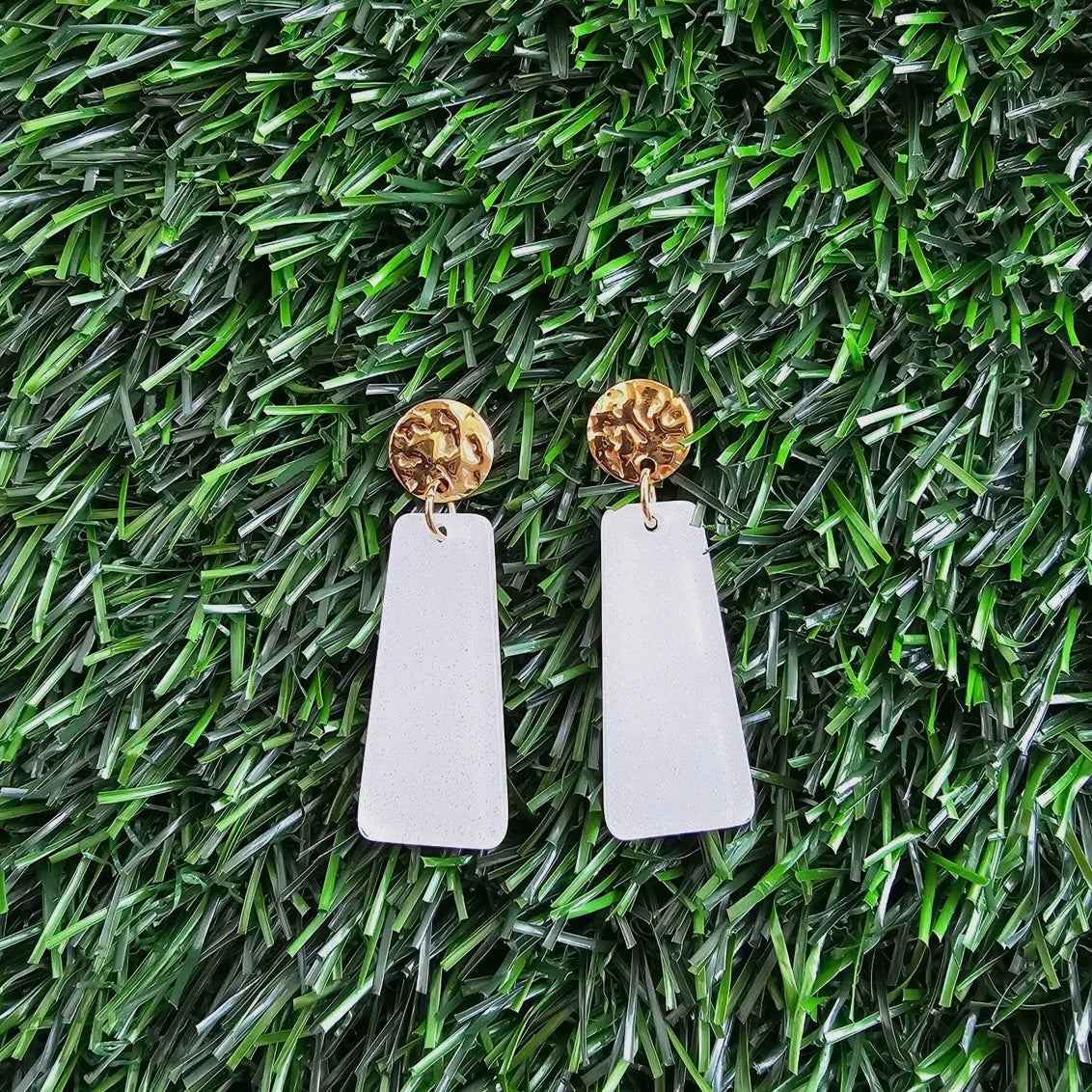 Mia Earrings - White Glitter