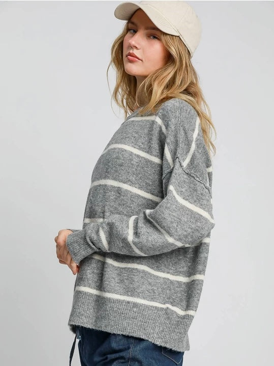 Grey Striped Sweater