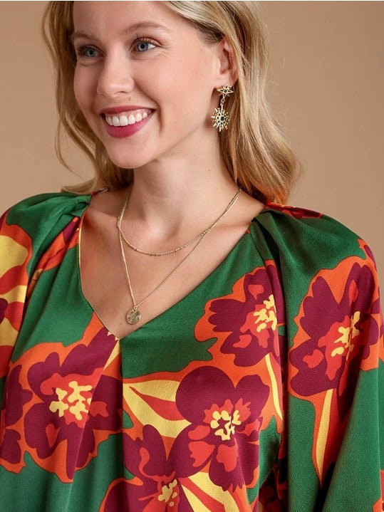 Green Floral Top