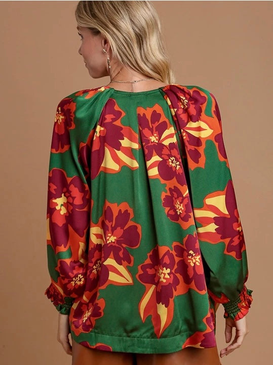 Green Floral Top