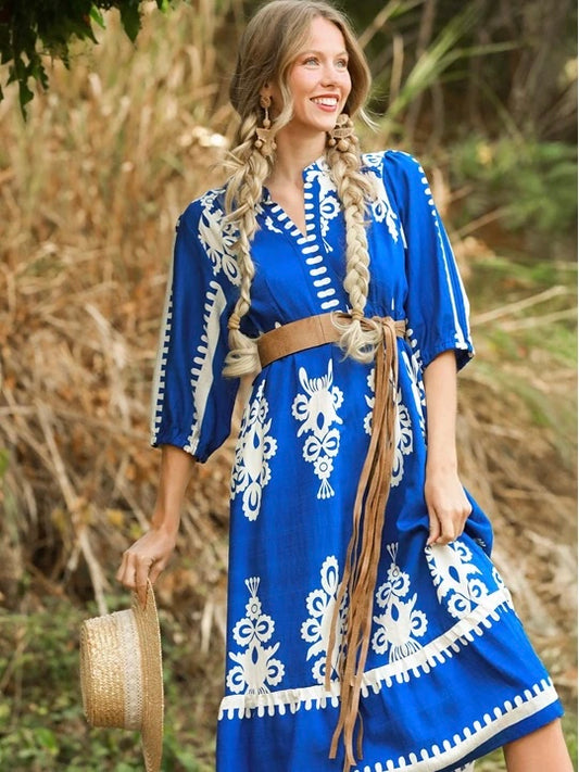 Cobalt Printed Dress