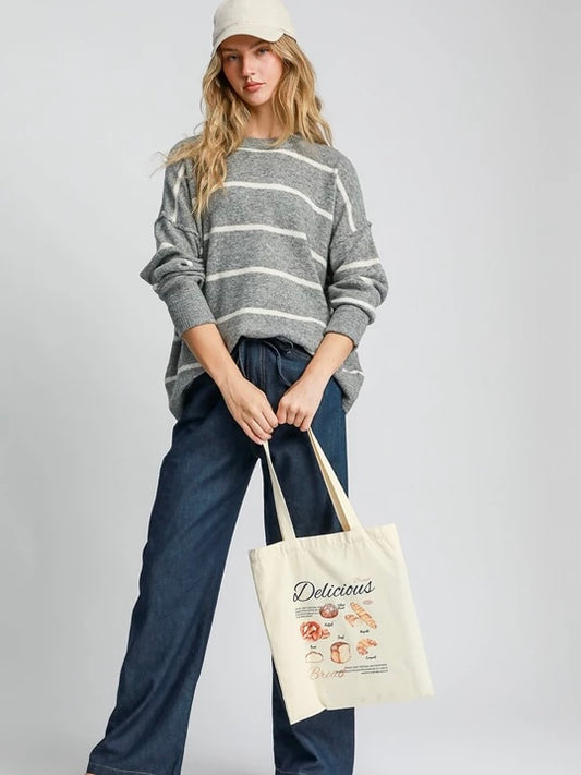 Grey Striped Sweater