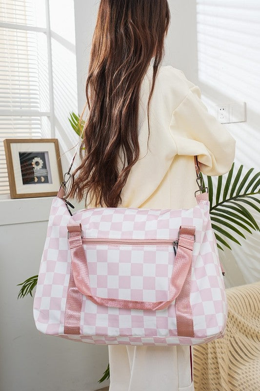 Rose Checkered Travel Bag