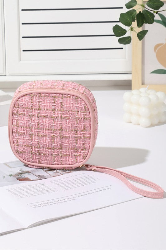 Tweed Cosmetic Case - Pink
