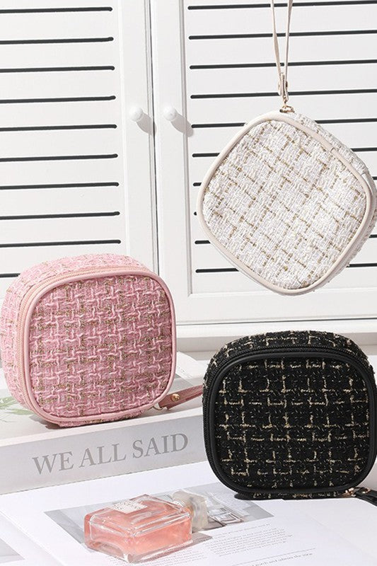 Tweed Cosmetic Case - Pink
