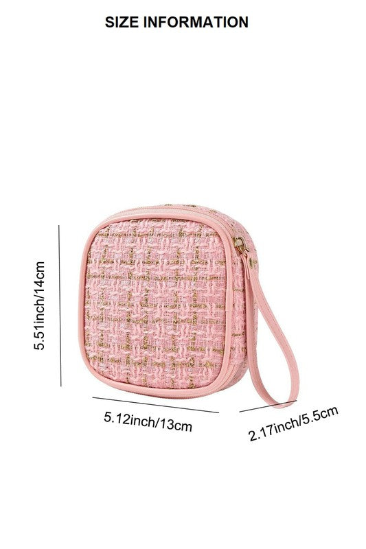 Tweed Cosmetic Case - Pink