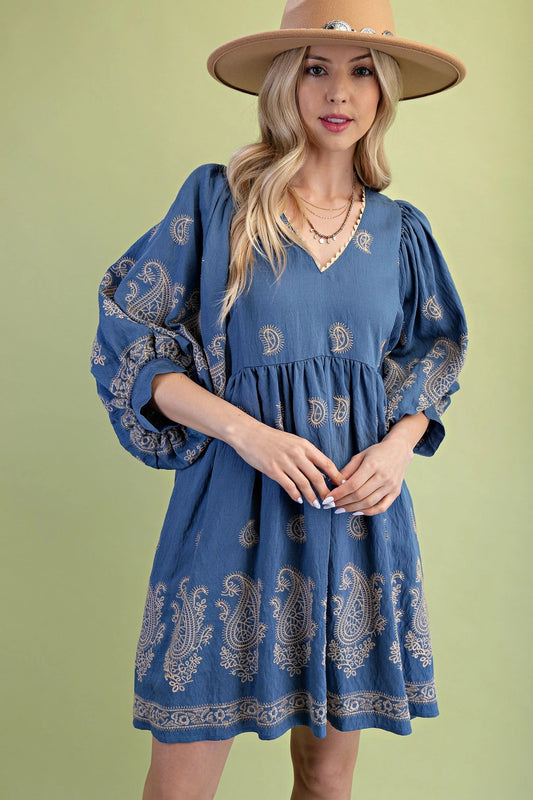 Steel Blue Mini Dress